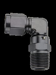 #6 FEMALE NUT X 3/4-18 (8) O-RING, 90 DEG, SWIVEL  BLACK