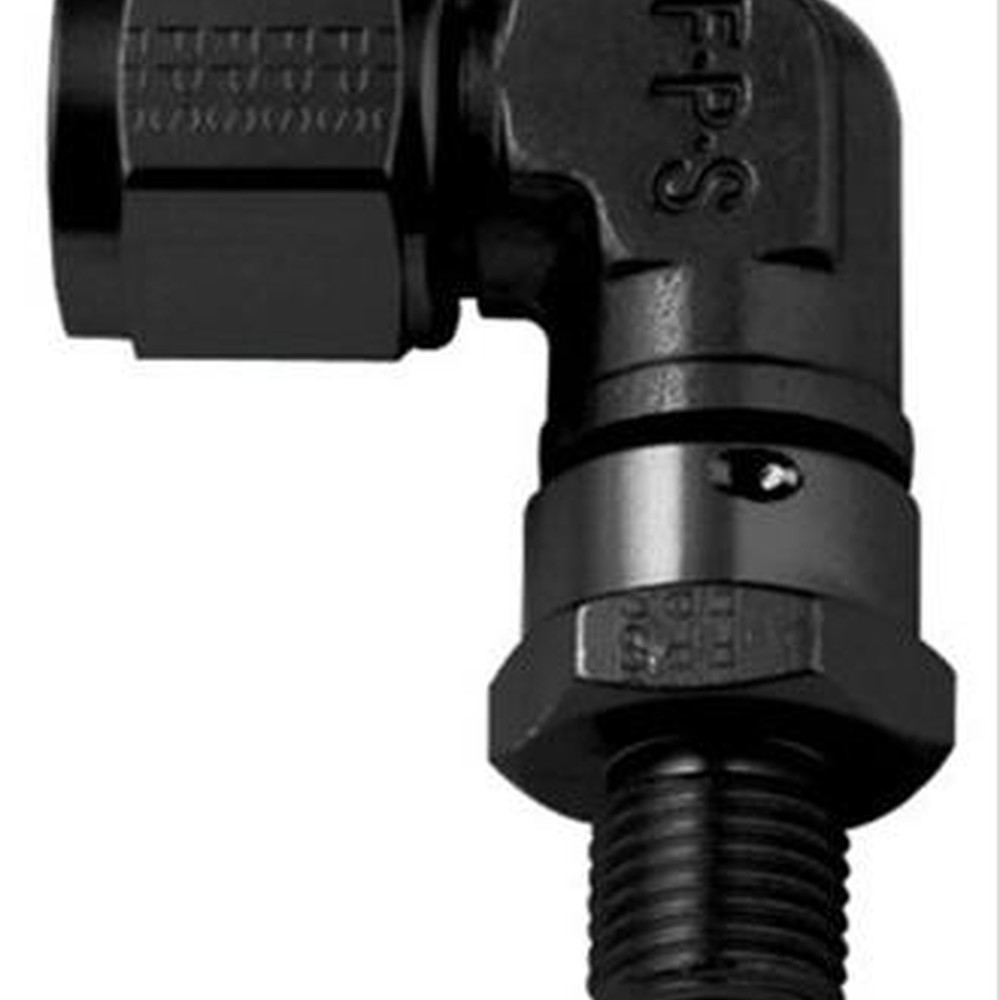 #6 FEMALE NUT X 7/16-20 (4) O-RING, 90 DEG, SWIVEL  BLACK