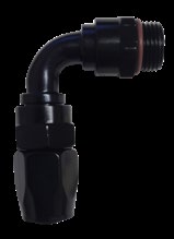 #12 MALE RAD. FITTING X 90 PRO-FLOW HOSE END  BLACK